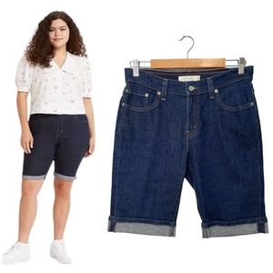 Levis 515 Classic Bermuda Womens Long Cuffed Shorts Dark Blue 8